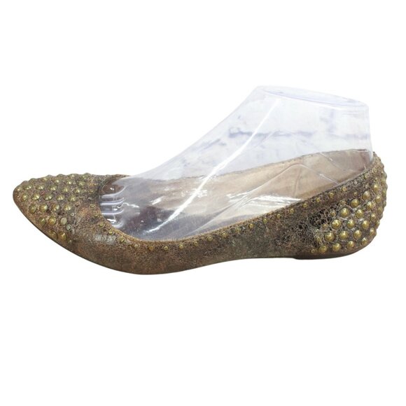 Frye Regina Studded Ballet Flat Brown Size 6 M - Picture 1 of 9
